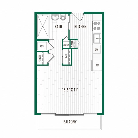 3ZERO3 New Apartments in Seattle, Washington Studio B MFTE Floor Plan